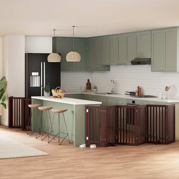 vidaXL Br&aacute;na pre psa s dvere sklad. 12pan. hned&aacute; 600cm topoľov&eacute; drevo