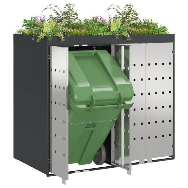 vidaXL Úložisko na 3 koše Wheelie Antracit 340 x 77.5 x 115.5 cm Oceľ