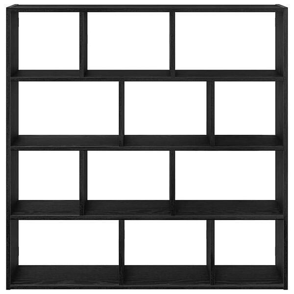 vidaXL Nástenná polica kocky s 12 priehradkami čierna kompozitné drevo