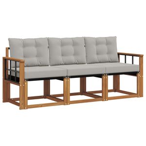 vidaXL Z&aacute;hradn&aacute; s&uacute;prava gaučov s vank&uacute;&scaron;om 3 pcs Pr&iacute;rodn&aacute; a svetlosiv&aacute;