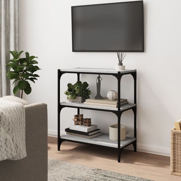 vidaXL Knižnica siv&yacute; dub sonoma 60x33x70,5 cm spracovan&eacute; drevo a oceľ