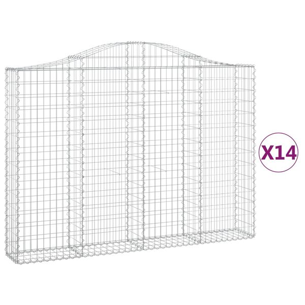 vidaXL Oblúkové gabionové koše 14 ks 200x30x140/160 cm pozink. železo
