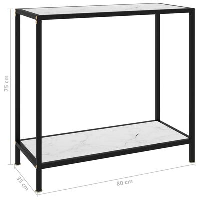 vidaXL Konzolový stolík, biely 80x35x75 cm, tvrdené sklo
