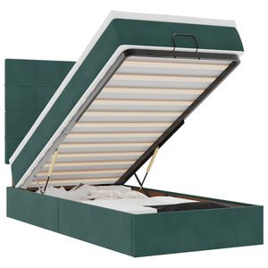 vidaXL Osmansk&yacute; r&aacute;m postele s matracmi tmavozelen&aacute; 90x200 cm zamat