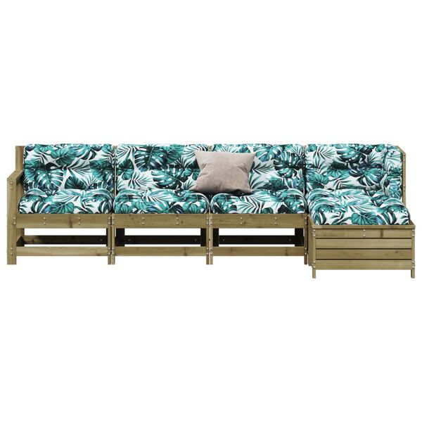 vidaXL 5-dielna z&aacute;hradn&aacute; sedacia s&uacute;prava s vank&uacute;&scaron;mi impreg. borovica