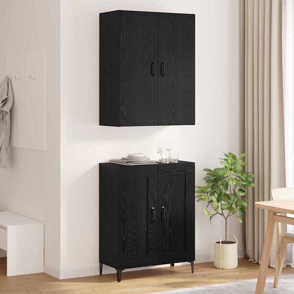 vidaXL Highboard Čierny dub 69,5 x 34 x 180 cm Kompozitn&eacute; drevo