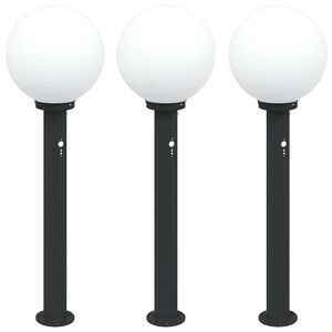 vidaXL Stĺpikov&eacute; svetl&aacute; so senzorom 3 ks 80 cm čierne IP44