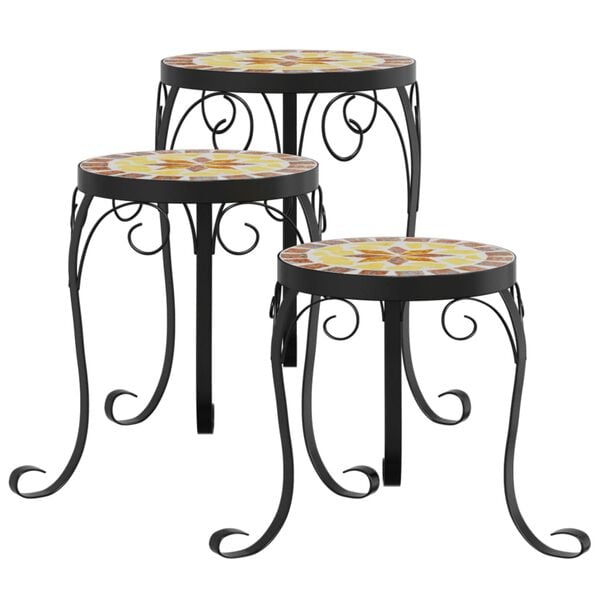 vidaXL Stojany na rastliny 3 ks, tehlovo biele, keramika