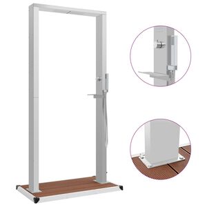 vidaXL Vonkaj&scaron;ia sprcha s vaničkou WPC a nehrdzavej&uacute;ca oceľ