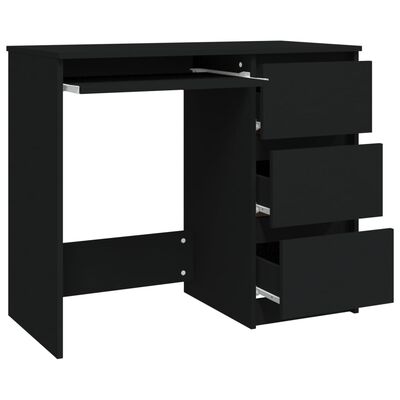 vidaXL Písací stôl, čierny 90x45x76 cm, drevotrieska