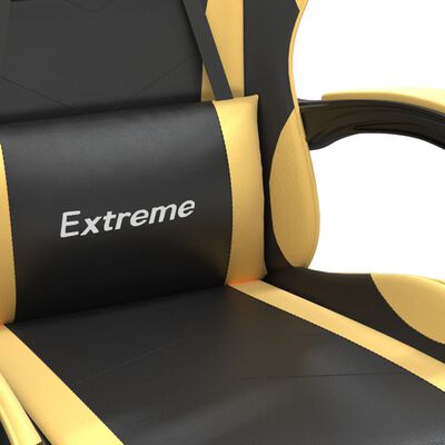vidaXL Herná stolička s opierkou na nohy čierna a zlatá umelá koža