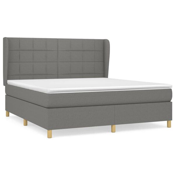 vidaXL Boxspring posteľ s matracom tmavosiv&aacute; 180x200 cm l&aacute;tka
