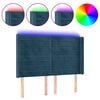 vidaXL Čelo postele s LED tmavomodr&eacute; 147x16x118/128 cm zamat