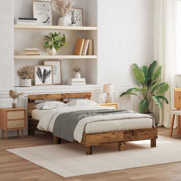 vidaXL Rám postele Staré drevo 120 x 190 cm Kompozitné drevo