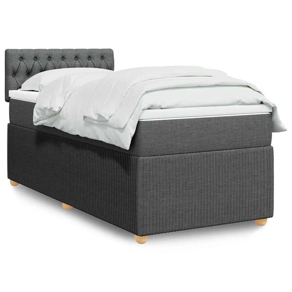 vidaXL Boxspring posteľ s matracom tmavosiv&aacute; 90x190 cm l&aacute;tka