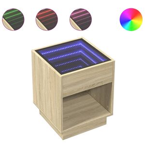 vidaXL Nočn&yacute; stol&iacute;k s nekonečn&yacute;mi LED dub sonoma 40x40x50 cm