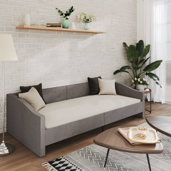 vidaXL Pohovka s matracom a USB svetlosiv&aacute; l&aacute;tkov&aacute; 90x200 cm