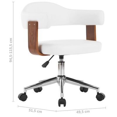 vidaXL Otočné jedálenské stoličky 6ks biele ohýbané drevo a umelá koža