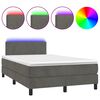 vidaXL Posteľ boxsping s matracom a LED tmavosiv&aacute; 120x200 cm zamat