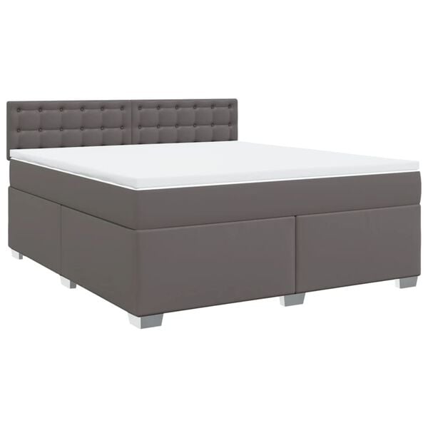 vidaXL Boxspring posteľ s matracom siv&aacute; 180x200 cm umel&aacute; koža