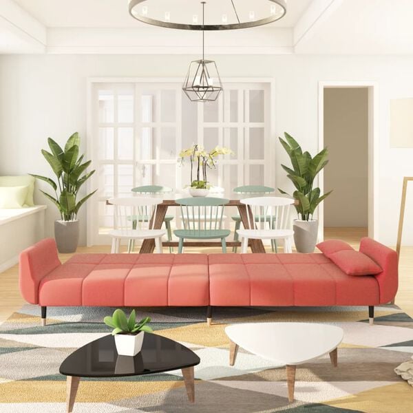 vidaXL 2-miestna rozkladacia pohovka s 2 vank&uacute;&scaron;mi ružov&aacute; zamatov&aacute;