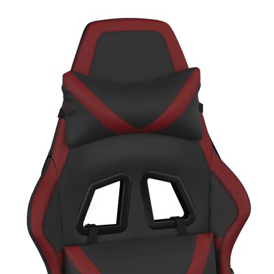 vidaXL Herná stolička s podnožkou čierna a vínová umelá koža