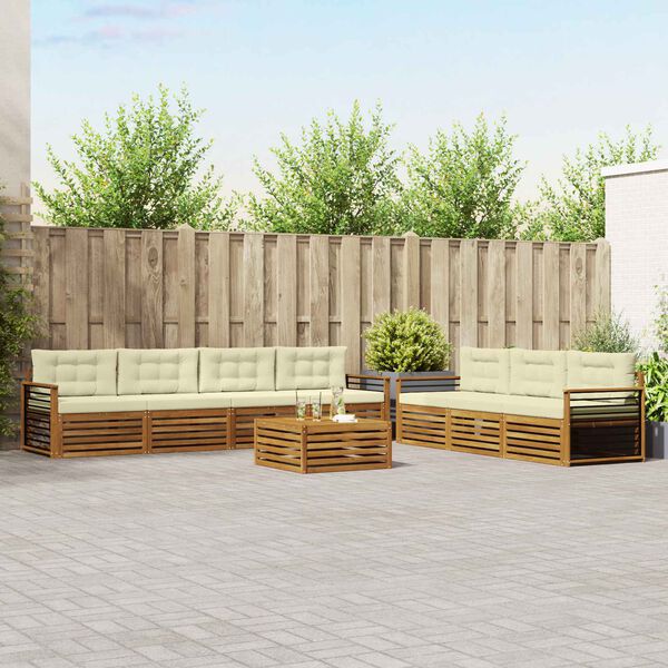 vidaXL Z&aacute;hradn&aacute; s&uacute;prava gaučov s vank&uacute;&scaron;om 8 pcs Pr&iacute;rodn&aacute; a kr&eacute;mov&aacute;