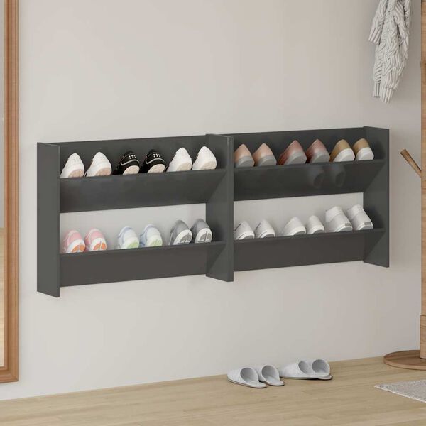 vidaXL N&aacute;stenn&eacute; skrinky na top&aacute;nky 2 ks, leskl&eacute; siv&eacute; 80x18x60 cm