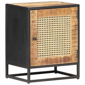 vidaXL Nočn&yacute; stol&iacute;k 40x30x50 cm surov&eacute; mangovn&iacute;kov&eacute; drevo a r&aacute;kos