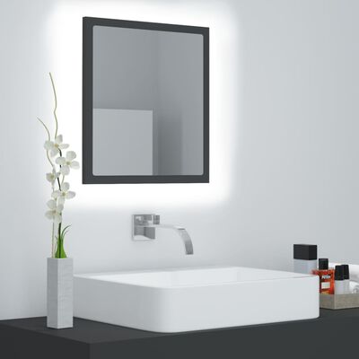 vidaXL Kúpeľňové zrkadlo s LED, sivé 40x8,5x37 cm, drevotrieska