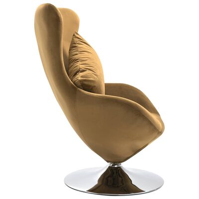 vidaXL Otočná stolička v tvare vajca s vankúšom hnedá zamatová