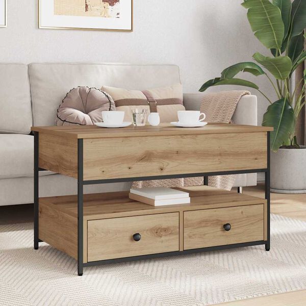 vidaXL Konferenčn&yacute; stol&iacute;k so z&aacute;suvkou Remeseln&yacute; dub 85 x 50 x 50 cm