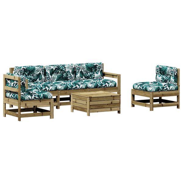 vidaXL 6-dielna záhradná sedacia súprava a vankúše impreg. borovica