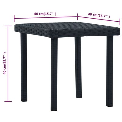 vidaXL Záhradný čajový stôl čierny 40x40x40 cm polyratanový