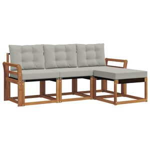 vidaXL Z&aacute;hradn&aacute; s&uacute;prava gaučov s vank&uacute;&scaron;om 4 pcs Pr&iacute;rodn&aacute; a svetlosiv&aacute;