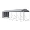 vidaXL Vonkaj&scaron;&iacute; koterec pre psov so strechou striebor. 2x14x2,5m oceľ