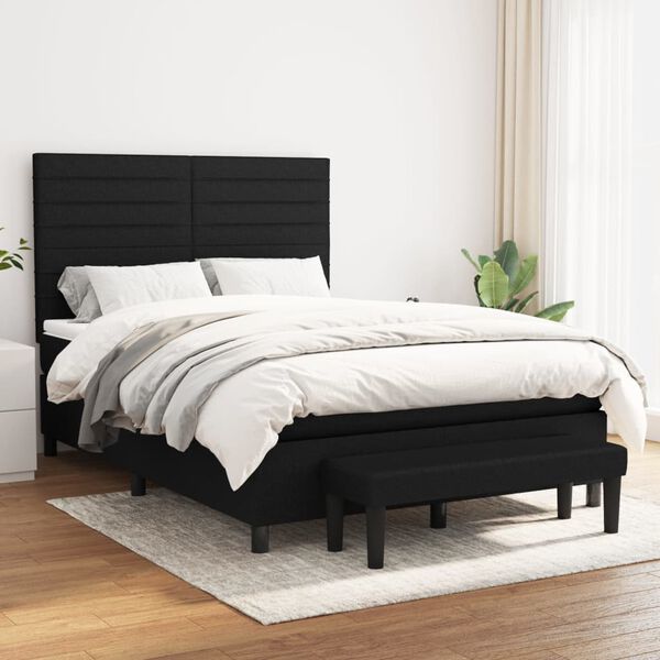 vidaXL Boxspring posteľ s matracom čierny 140x190 cm l&aacute;tka