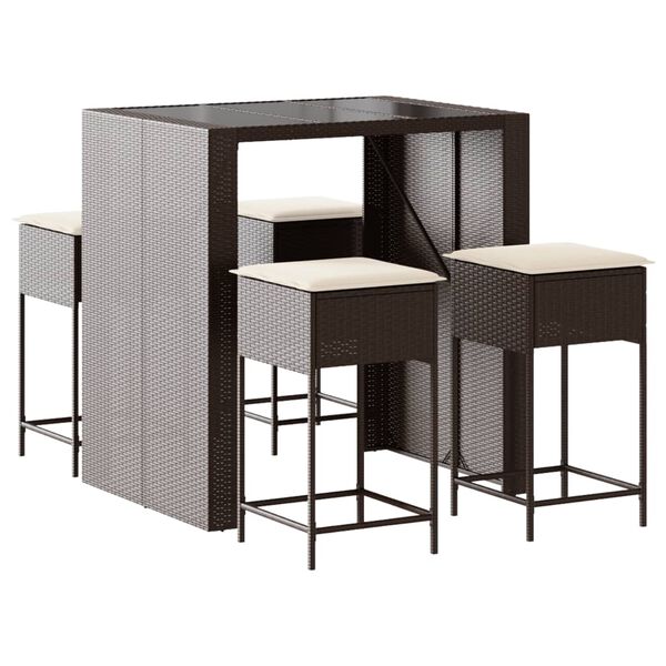 vidaXL 5-dielna z&aacute;hradn&aacute; jed&aacute;lensk&aacute; s&uacute;prava hned&aacute; polyratan