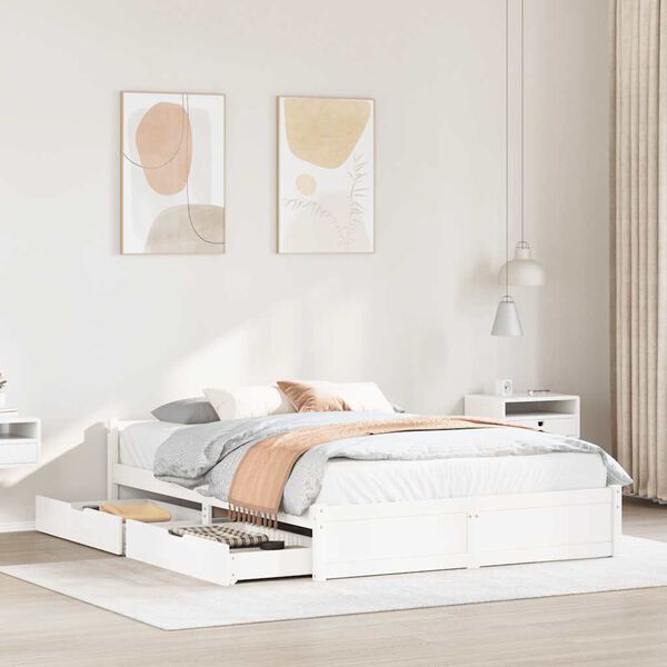 vidaXL Posteľ bez matraca biely 135x190 cm mas&iacute;vna borovica