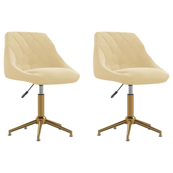 vidaXL Otočn&eacute; jed&aacute;lensk&eacute; stoličky 2 ks kr&eacute;mov&eacute; zamatov&eacute;