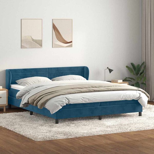 vidaXL Box Spring Posteľ s matracmi Tmavomodr&aacute; 180x210 cm Zamat