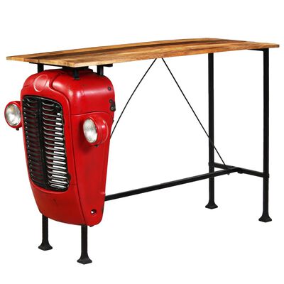 vidaXL Traktorový barový stôl mangovníkové drevo červený 60x150x107 cm