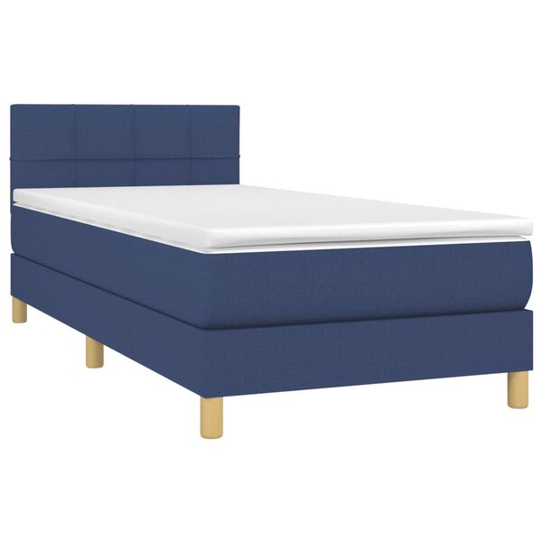 vidaXL Posteľn&yacute; r&aacute;m boxspring s matracom modr&yacute; 90x190 cm l&aacute;tka