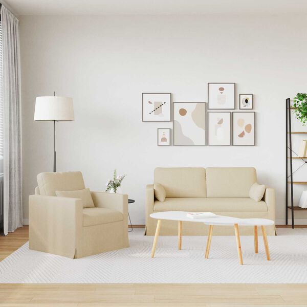 vidaXL Sada pohoviek 2 pcs Kr&eacute;mov&aacute; 158 x 78 x 80 cm l&aacute;tka