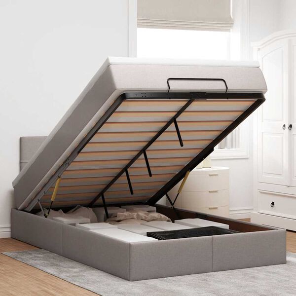 vidaXL Osmansk&aacute; posteľ s matracom Taupe 120x190 cm L&aacute;tka