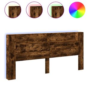 vidaXL Skrinka na čelo postele s LED tmav&yacute; dub 220x16,5x103,5 cm