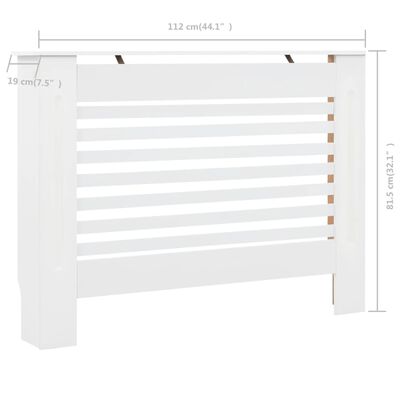 vidaXL Kryt na radiátor, biely 112x19x81,5 cm, MDF
