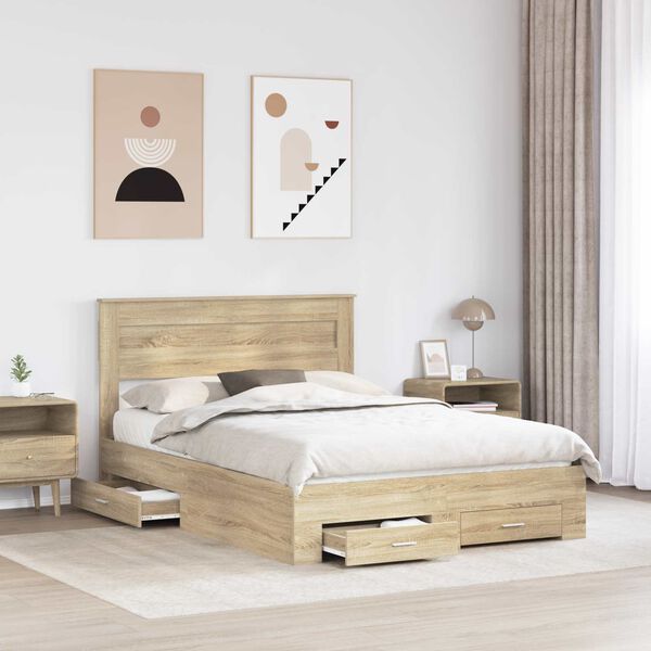 vidaXL R&aacute;m postele Sonoma dub 150 x 200 cm Kompozitn&eacute; drevo