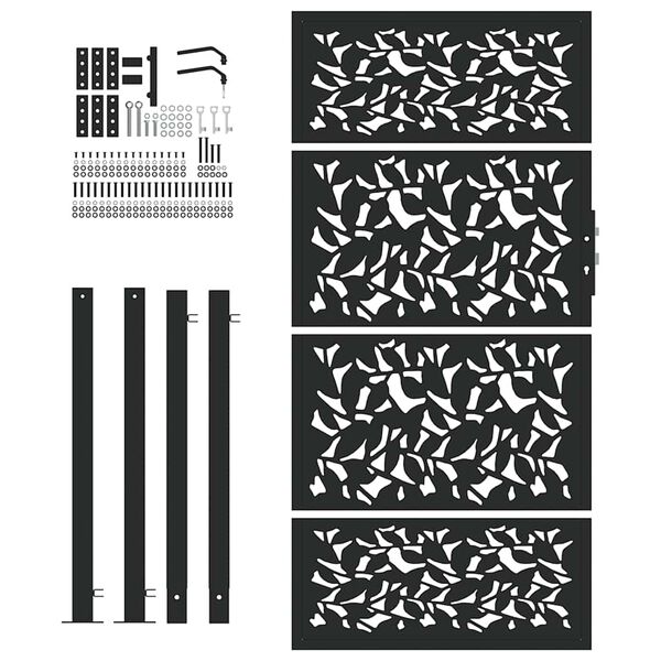 vidaXL Záhradná brána čierna 100x175 cm oceľový dizajn s krídlovým dizajnom