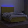 vidaXL Posteľ boxsping s matracom a LED zelen&aacute; 140x190 cm l&aacute;tka